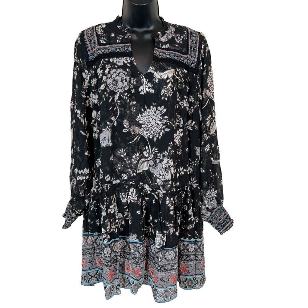 Tolani Luna Midnight Long Sleeve Tunic Dress